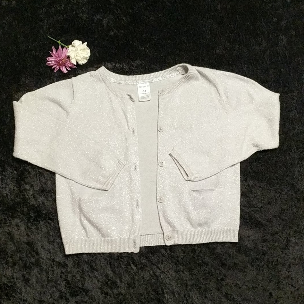 Carter's Silver Metalic Cardigan Sweater